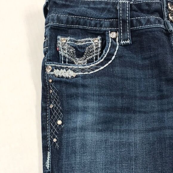 VIGOSS Dublin CAPRI Skimmer Jeans Women's Size 1/2 Embellished Denim Ankle Crop - Picture 7 of 15